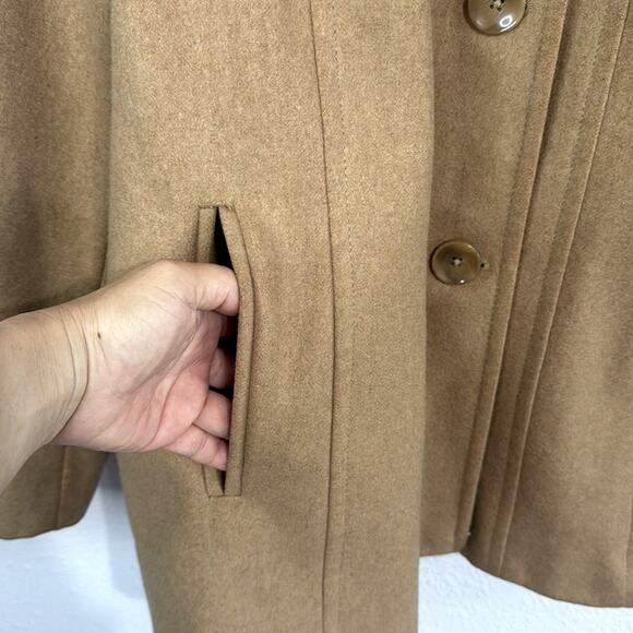 London Fog Caramel Pea Coat Classic Wool-Blend Button Down Coat Size XL - Picture 4 of 8
